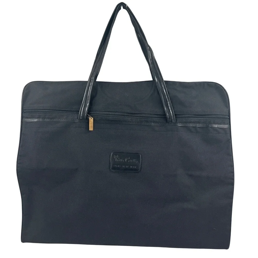 Vintage Pierre Cardin Black Nylon Travel Garment‎ Bag Zippered Carry 80's Tag